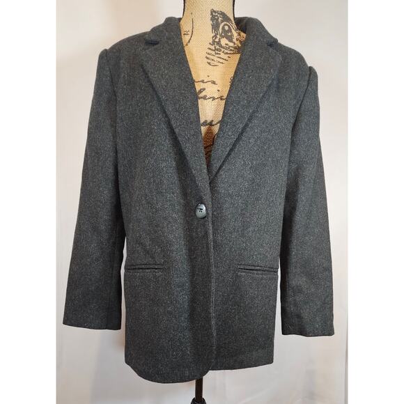 Sag Harbor Wool Rich Blend Womens Gray Blazer, 70% wool, Womens Sz 12P - Picture 2 of 10